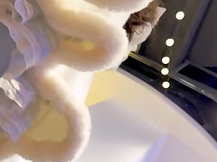 KFC_Student_Girl_Shopping_Focused_on_Phone Naughty Japanese Chick Delights With Sexy Titty Fuck and Quick Arousals